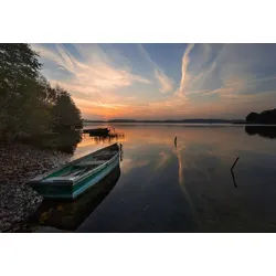 Papermoon Fototapete Boot im Wasser bunt 3,5 m x 2,6 m