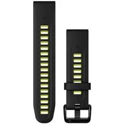 Garmin - QUICKFIT Silikon Armband (2-teilig) 20 mm Breite, 110 mm Länge - Schwarz/Electric Lime