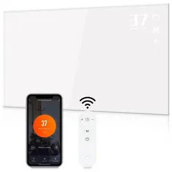 ZMH Infrarotheizung Wandheizung mit Fernbedienung Energieeinsparung Schlafzimmer Hotel, Wand- oder Deckenmontage mit Timer, 600W weiß 100 cm x 60 cm