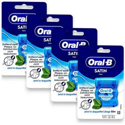 Oral-B Zahnseide 4x Oral-B SatinTape Zahnseide gewachst Minze 4x 50m, (0-St)