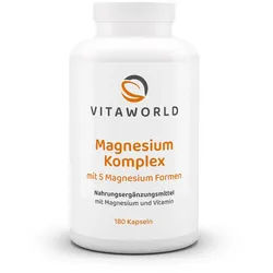 vitaworld Magnesium Komplex - 5 Magnesiumformen plus Vitamin B6 Kapseln, 180 St., 161.4 g