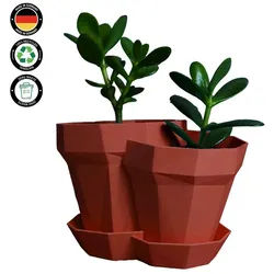 Shapes - Decorations Pflanzkübel The Double Planter Glitch - Blumentopf mit abnehmbarem Unterteller (Einzelmodell, 1 x Blumentopf mit abnehmbarem Untersetzer), Glitch-Optik rot