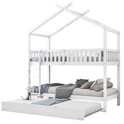 Okwish Hausbett 90/200 cm Weiß Ausziehbar mit Platzsparendem Design , Holz , 90x200 cm , Babymöbel & Kindermöbel, Kinderzimmer & Jugendzimmer, Kinderbetten, Spielbetten