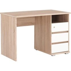 Xora Schreibtisch , Weiß, Sonoma Eiche , Holzwerkstoff , 3 Schubladen , rechteckig , Wange , 110x65x75 cm , Büromöbel, Schreibtische, Schreibtische