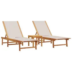 furnicato Gartenliege Sonnenliege Set Grau Echtholz 200/170x66x33,5/98 cm mit Beistelltisch grau