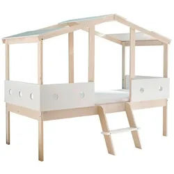 Xora Hausbett , Weiß, Kieferfarben , Holz , Kiefer , massiv , 90x200 cm , Baby & Kindermöbel, Kinderzimmer & Jugendzimmer, Kinderbetten, Spielbetten