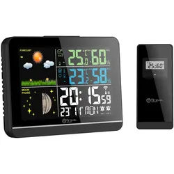 Funk-Wetterstation mit Farbdisplay Außensensor Schimmelwarner Hygrometer Barometer Datumsanzeige