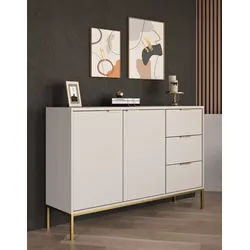 Raumhirsch Furniture Kommode Austin 150x40x100 cm (Einzelmöbel, Kommode mit 2 Türen & 3 Schubladen), hochwertige Verarbeitung, ABS-Kanten, elegante Metallgriffe