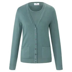 Le twin-set 100% laine vierge Peter Hahn vert