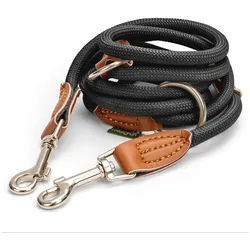 Leisegrün Hundeleine Hundeleine für kleine Hunde, nur 160g leicht, Hundeleine 2m - Schwarz, Nylon schwarz
