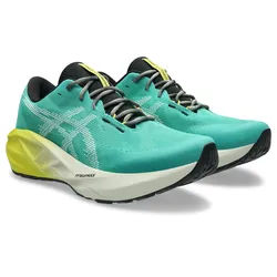 Laufschuh ASICS "NOVABLAST 5 TR", Herren, Gr. 48, aurora grün, light dust, Synthetik, Schuhe Laufschuh