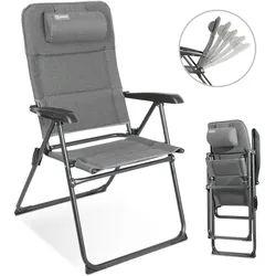 Modante Campingsessel , Grau, Schwarz , Metall, Textil , Rundrohr , 61x104x70 cm , Gartenmöbel, Gartensessel, Gartenklappstühle