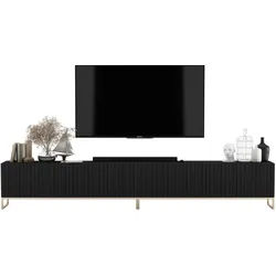 TV-LOWBOARD 2-er Set Elpis Schwarz Matt mit Metallrahmen 150 cm