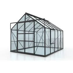 Xxxl Gewächshausbausatz , Schwarz , Metall, Glas , 257x231.8x321 cm , Gartenzubehör, Garten- & Gewächshäuser