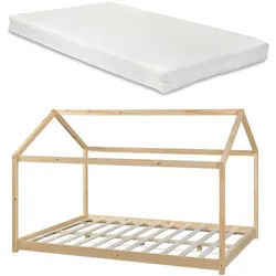 [en.casa] Hausbett Cerro mit Matratze , Textil , Kiefer , 120x200 cm , Babymöbel & Kindermöbel, Kinderzimmer & Jugendzimmer, Kinderbetten, Spielbetten