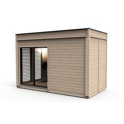 JVmoebel Sauna Sauna Holz Trockensauna Woodpro Garten Holzsauna Outdoor Saunas, BxTxH: 245 x 464 x 318 cm, 145,00 mm, (1-St., 1x Sauna) Made in Europa beige