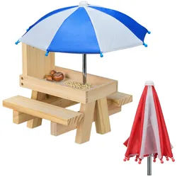 Relaxdays Eichhörnchentisch , Hellbraun , Holz, Textil, Metall , 28x29x28 cm , Dekoration, Gartendeko