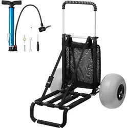 VEVOR Strandkarre Bollerwagen Sandwagen, Strandwagen 74,84 kg Tragkraft, Zusammenklappbarer Sandwagen aus Aluminium 685 bis 1135 mm Einstellbare Höhe, Robuster Wagen für den Strand