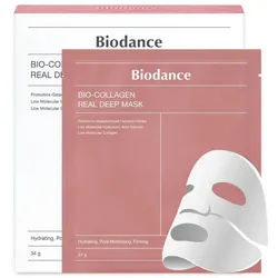 Biodance Gesichtsmaske Bio-Collagen Real Deep Mask 4er Pack - Intensive Feuchtigkeit, Anti-Aging, Porenverfeinerung, Hypoallergen, 1-tlg., Hydrogel-Maske, enthält Probiotika