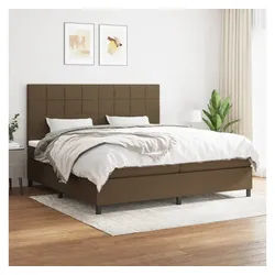 vidaXL Boxspringbett, Boxspringbett mit Matratze Dunkelbraun 200x200 cm Stoff