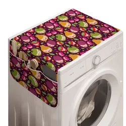 Abakuhaus Badorganizer Anti-Rutsch-Stoffabdeckung für Waschmaschine und Trockner, Obst Childish Design Lustige Früchte bunt