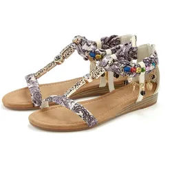LASCANA Sommerschuh, Sandalette, offener Schuh, Sandale mit Schmuckkettchen und Schmucksteinen im Festival-Look VEGAN weiß 37