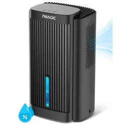 7MAGIC Luftentfeuchter, für 50 m3 Räume, Entfeuchtung 1,10 l/Tag, Tank 2,80 l, Luftentfeuchter Elektrisch, Automatische Abschaltung, Leise, LED Licht schwarz