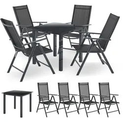 Juskys Aluminium Gartengarnitur Milano Gartenmöbel Set mit Tisch und 4 Stühlen Dunkel-Grau
