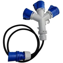 Marlanvil CEE Camping Adapterleitung Mehrfachsteckdose 3x 16A 3P 230V mit 1,5m Kabel IP44 5101