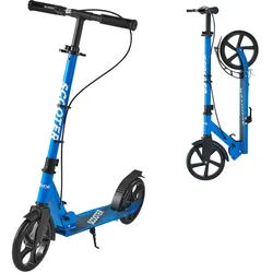 VEVOR Scooter (2 Räder) ab 8 Jahren, Cityroller Kinderroller Straßenroller mit höhenverstellbarem Lenker & rutschfestem Deck & Handbremse, faltbarer Tretroller bis zu 100 kg, Schwarz + Blau