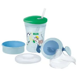 NUK Trinklernset mit drei Trinkaufsätzen grün/blau 1 St