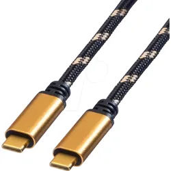 ROLINE 11029039 - USB 40 Gb/s Kabel, C Stecker auf C Stecker, 100W, schwarz/gold,