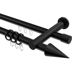 GARDINENSTANGE RUNDROHR-INNENLAUF Platon Savio 140 cm, 2-läufig, 20 mm Ø Schwarz