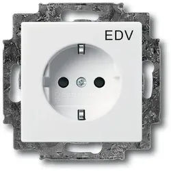 Busch-Jaeger 20 EUCKS/DV-84 Schutzkontakt-Steckdose mit Aufdruck "EDV", mit Befestigungskrallen, studioweiß glänzend, Plattform 63