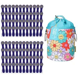trendfinding Wäscheklammern 96 Wäscheklammern Indigo-Grau Edelstahl, 1 Beutel Blumen Smiley, Mit neuester Klammertechnik für empfindliche Wäsche bunt