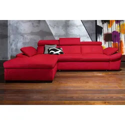 Ecksofa EXXPO - SOFA FASHION "Salerno, Funktionssofa, Breite 280cm, hoher Sitzkomfort, L-Form", rot, B:280cm H:77cm T:170cm, Microfaser-Primabelle (100% Polyester);NaturLEDER;Kunstleder;Lederfaserstoff;Luxus-Microfaser Lederoptik, Sofas, Ecksofa, inkl. Kopf- und Armteilverstellung, wahlweise mit Bettfunktion