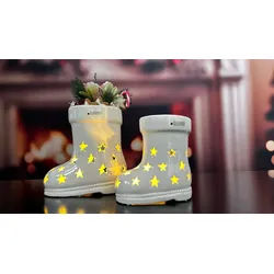 Deko Stiefel Santa LED 15cm cremeweiß