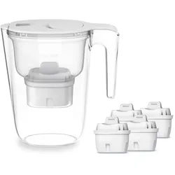 Philips Wasserfilter Philips Wasserfilter-Kanne 2,6L weiß inkl. 4 Filterkartuschen, Zubehör für Geschmack+ AWP210 & Antikalk+ AWP230, Reduziert den TDS Wert weiß