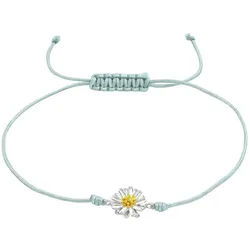 Order & Smile Schmuck Armband Stoff Armband Blume 925 Silber „Gänseblümchen“, gestempelt grün