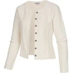 Strickjacke NÜBLER "Strickjacke Amira", Damen, Gr. L, weiß, Obermaterial: 50% Baumwolle CO. 50% Polyacryl PAN., Strickjacken Strickjacke