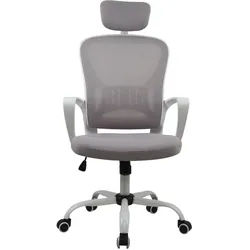 Mid.you Drehstuhl , Hellgrau , Metall, Kunststoff, Textil , Drehkreuz , 60x118x65 cm , Sitzfläche 360° drehbar , Büromöbel, Bürostühle, Drehstühle
