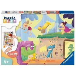 Ravensburger Puzzle Ravensburger Kinderpuzzle Puzzle&Play 05674 - Im Steinzeitdorf -..., 24 Puzzleteile