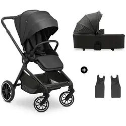 Hauck Kombikinderwagen , Schwarz , Metall, Kunststoff, Textil , 61x105x100 cm , EN 1888, UV 50+ , Feststellbremse, Federung, 5-Punkte-Gurt, für Babyschale geeignet, Griff in Lederoptik, Transportsicherung, Sitz umsetzbar, Teleskopgriff , Baby on Tour, Kinderwagen, Kombikinderwagen