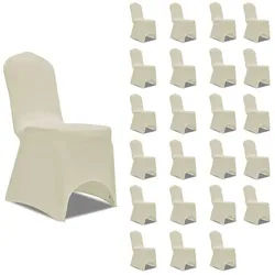 furnicato Stuhlhusse Stuhlhussen Creme für Stühle bis 100 cm Höhe, 24 Stück weiß