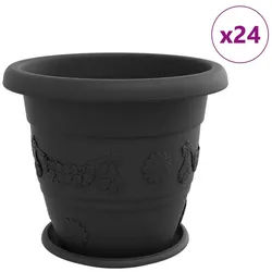 vidaXL Blumentopf Blumentöpfe 24 pcs Schwarz Ø 39 x 32 cm Kunststoff (24 St) schwarz