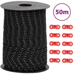 vidaXL Leine, Zeltleine Reflektierend mit Seilspannern 50 m 3 mm