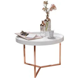 FineBuy Couchtisch JESI Sofatisch rund Tabletttisch Beistelltisch Retro Metall