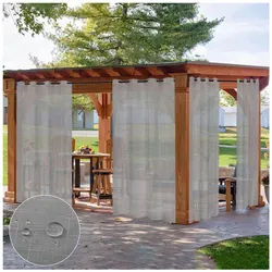 Qelus Outdoorvorhang Wasserdicht Outdoorvorhänge Sonnenschutz Transparent Gardinen mit ösen, (1 St), für Balkon Terrasse Pavillon Outdoor grau 132 cm x 213 cm