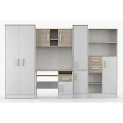 Deine Möbel 24 Kinderzimmer Miki Korpus Weiß | Griffe Weiß , Holzwerkstoff , 300x197x52 cm , Babymöbel & Kindermöbel, Kinderzimmer & Jugendzimmer, komplette Jugendzimmer