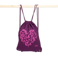 bodhi Turnbeutel GymBag Yoga Heart, lila mit Print fuchsia, 100% Baumwolle 1 St